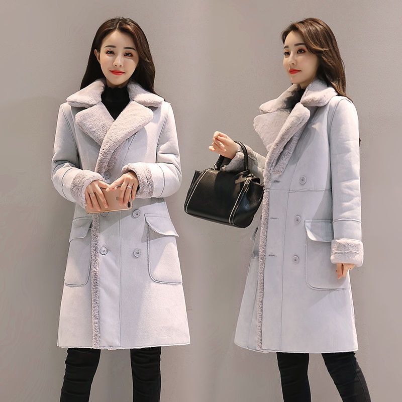 Women's Winter Coat – Blue, Light Gray, Pink