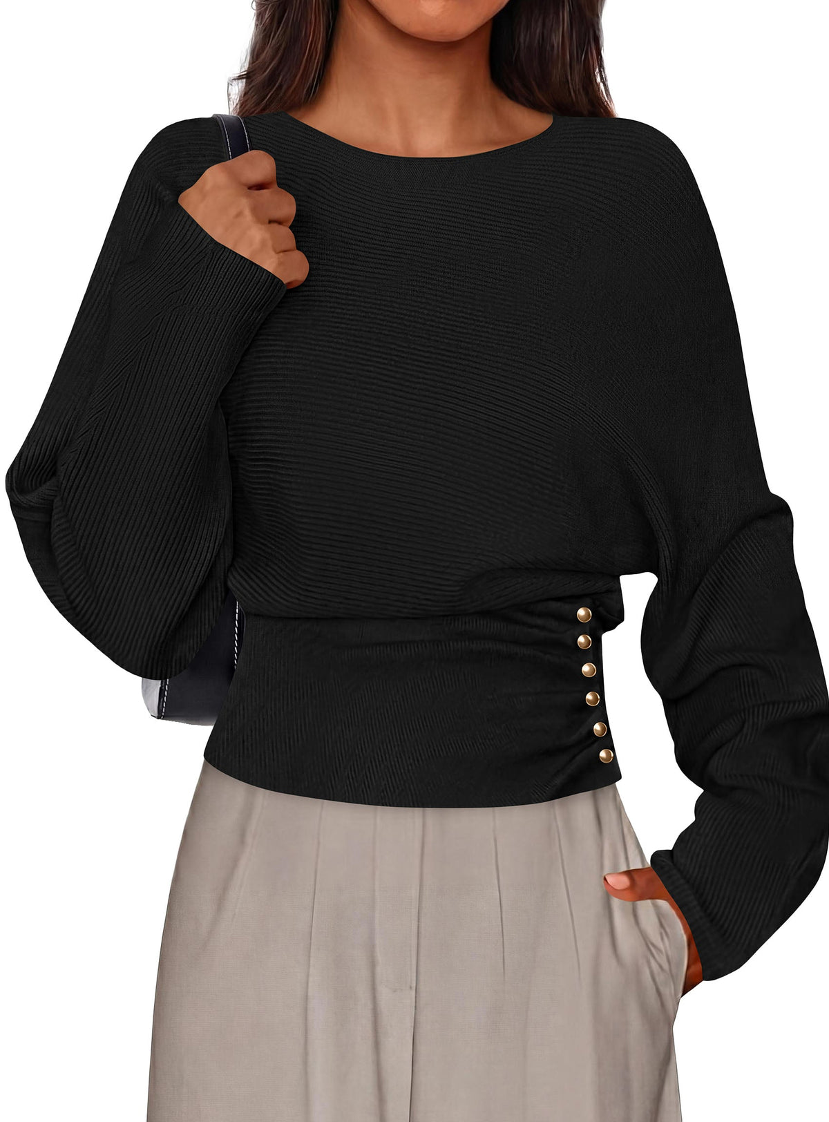 Women's Work Batwing Ribbed Knit Sweater