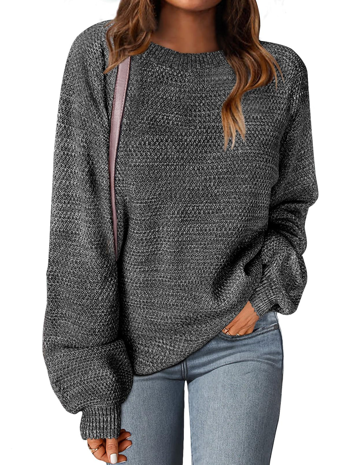 Women's Oversized Long Sleeve Knit Crew Neck Sweater