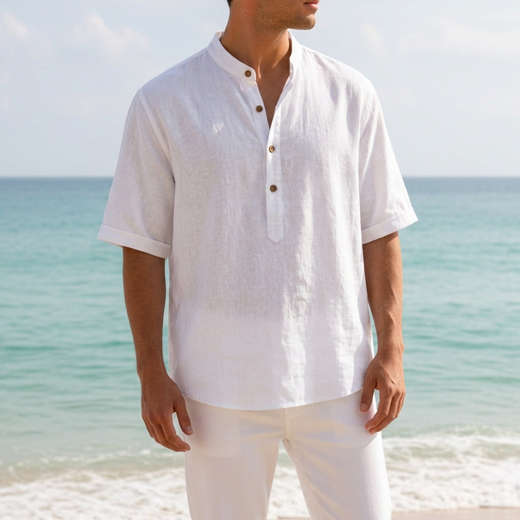 Alexander | Portofino Casual Linen Grandad Shirt