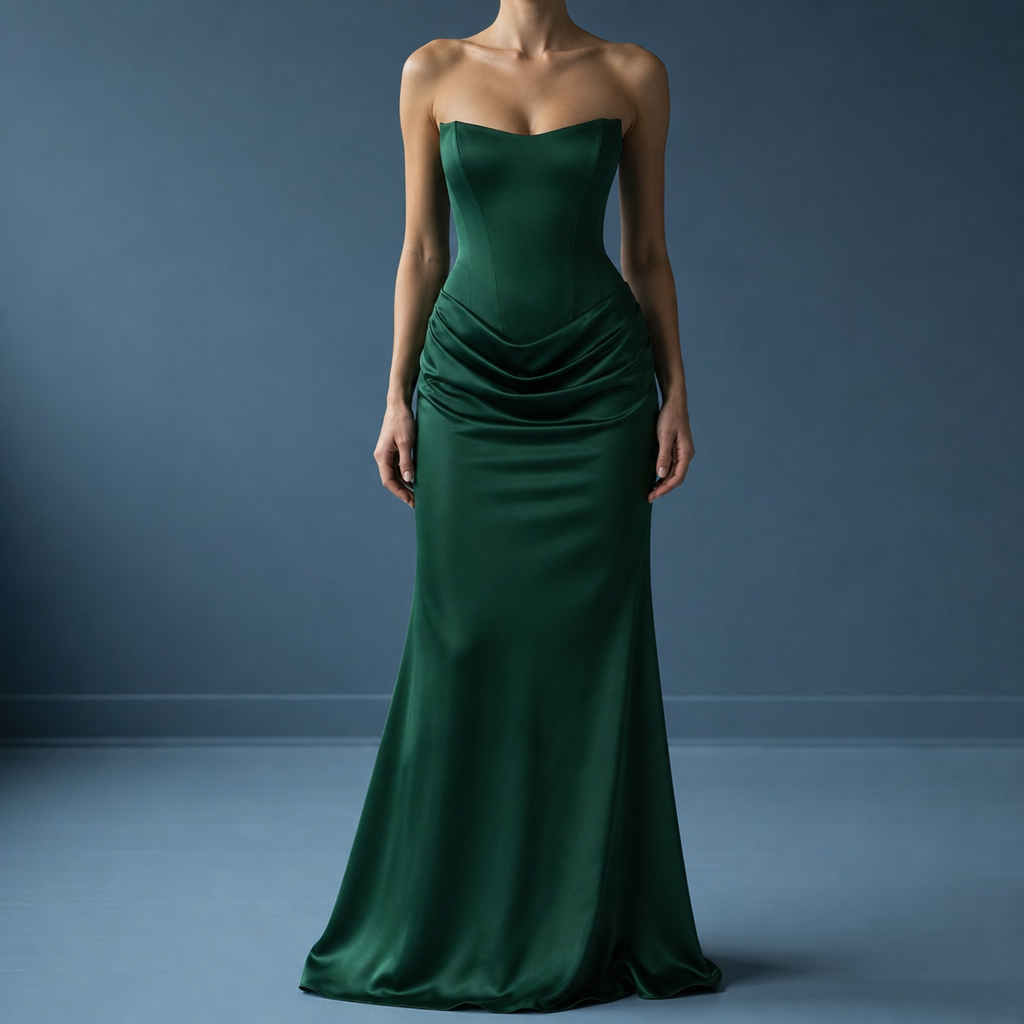 Amelia | Antequera Corset Satin Maxi Dress