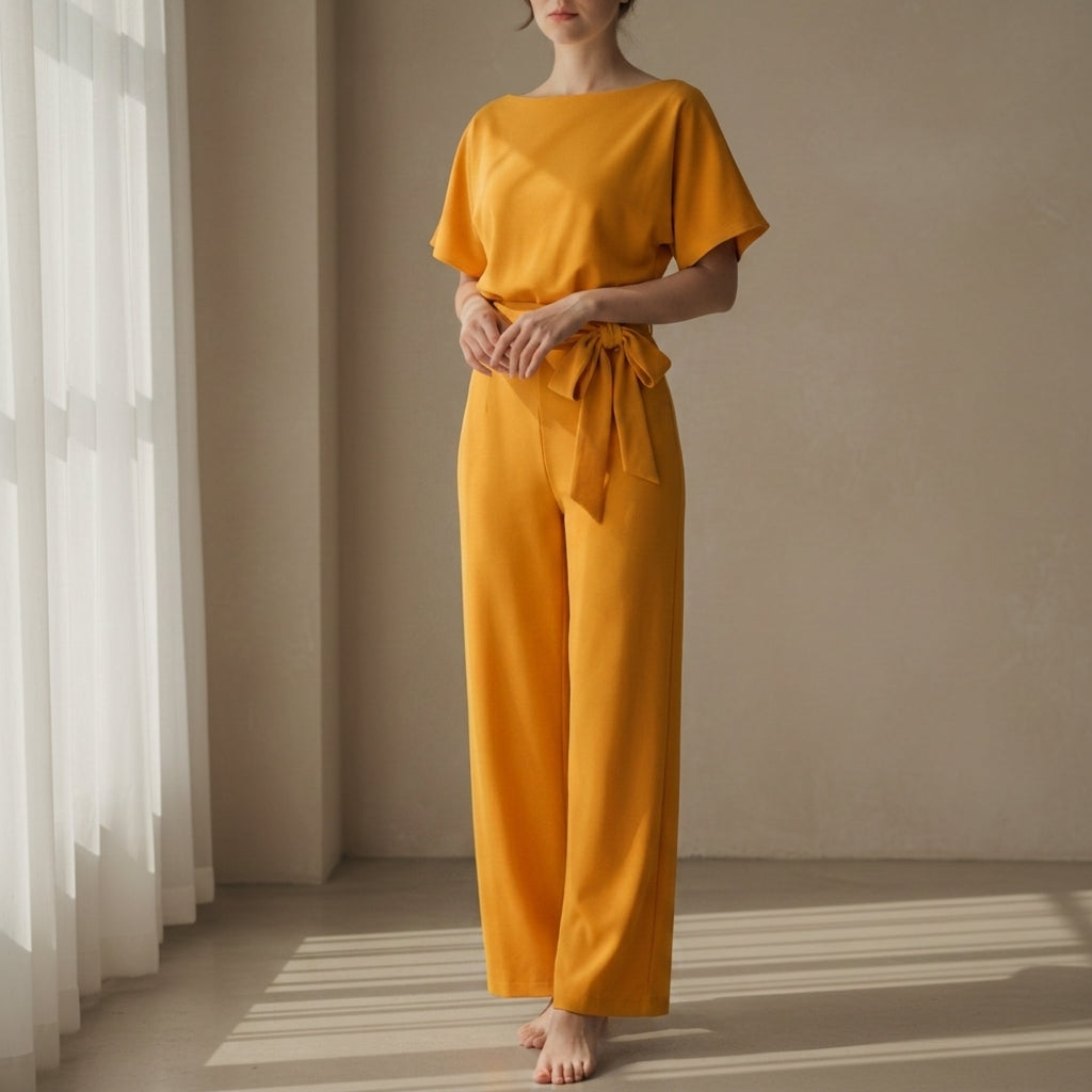 Anna | Sagres Belted Wide-Leg Jumpsuit