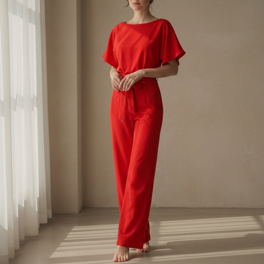 Anna | Sagres Belted Wide-Leg Jumpsuit