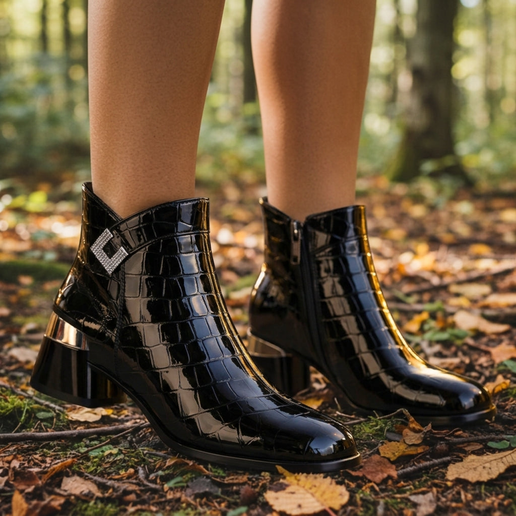Aria | Naxos Croc Embossed Ankle Boots