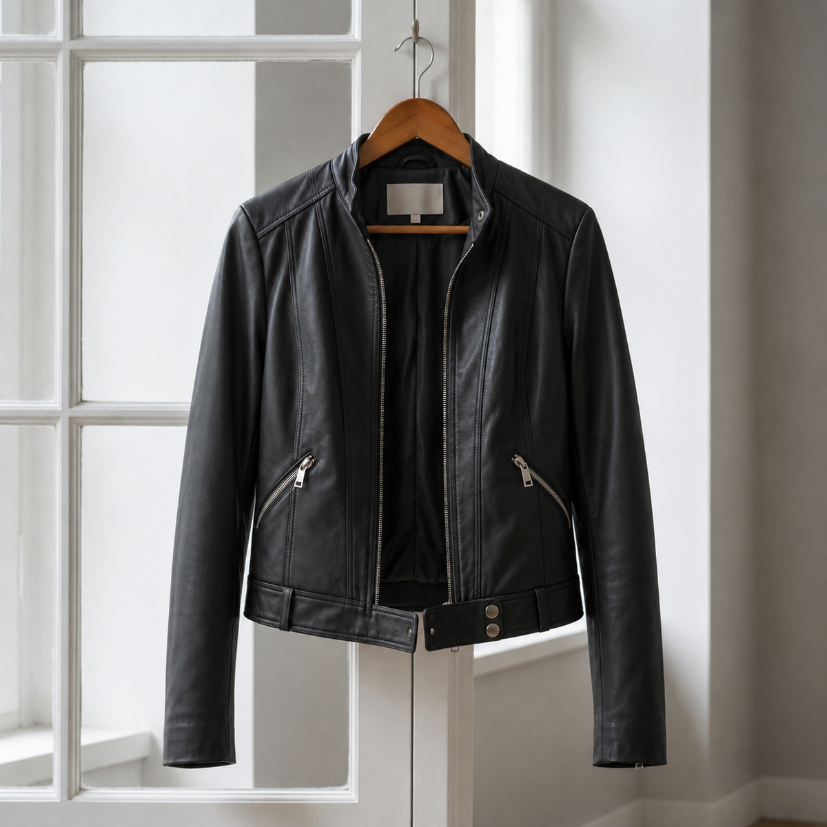 Audrey | Moto High-Collar Leather Jacket