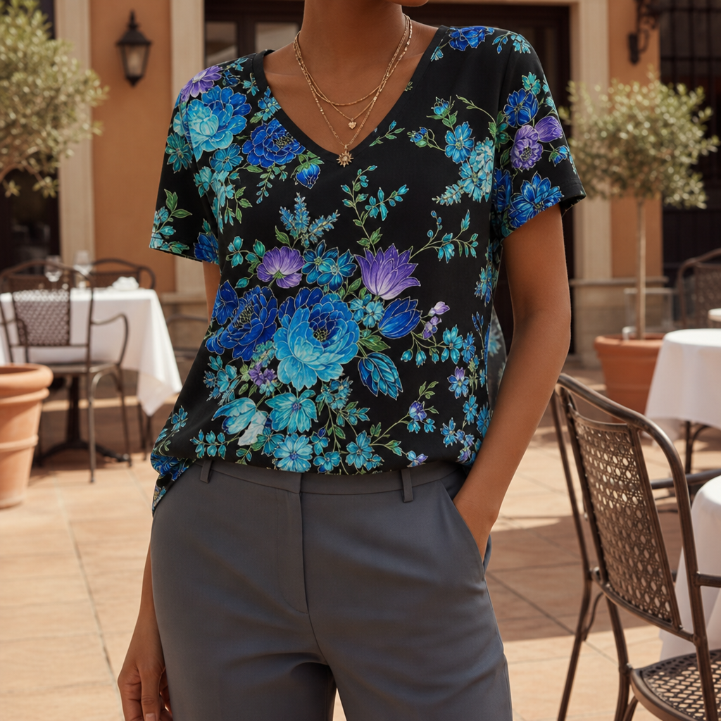 Aurora | Mljet Print V-Neck Top