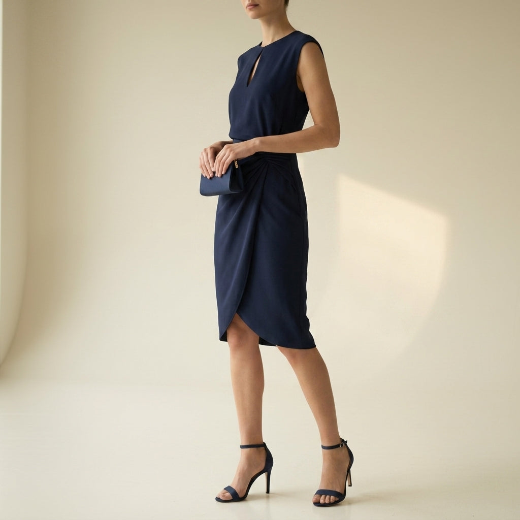 Aurora | Olhao Keyhole Ruched Midi Dress