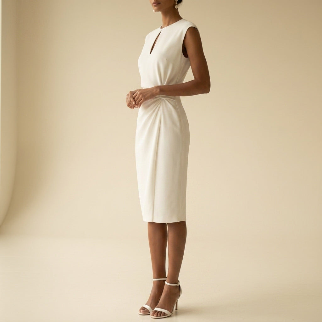 Aurora | Olhao Keyhole Ruched Midi Dress