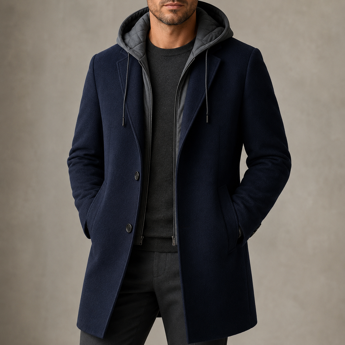 Austin | Marlowe Wool-Blend Hooded Overcoat