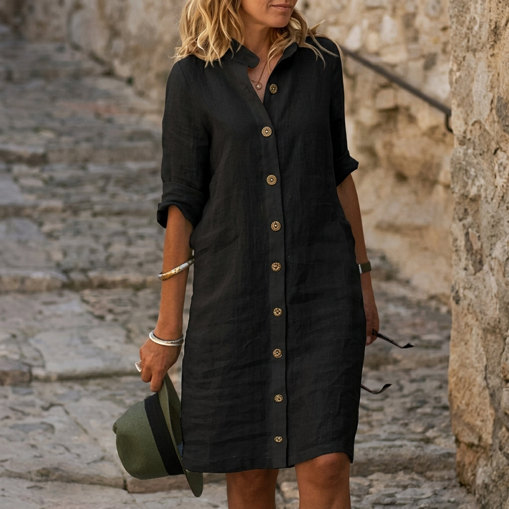 Avery | Paros Linen Midi Dress