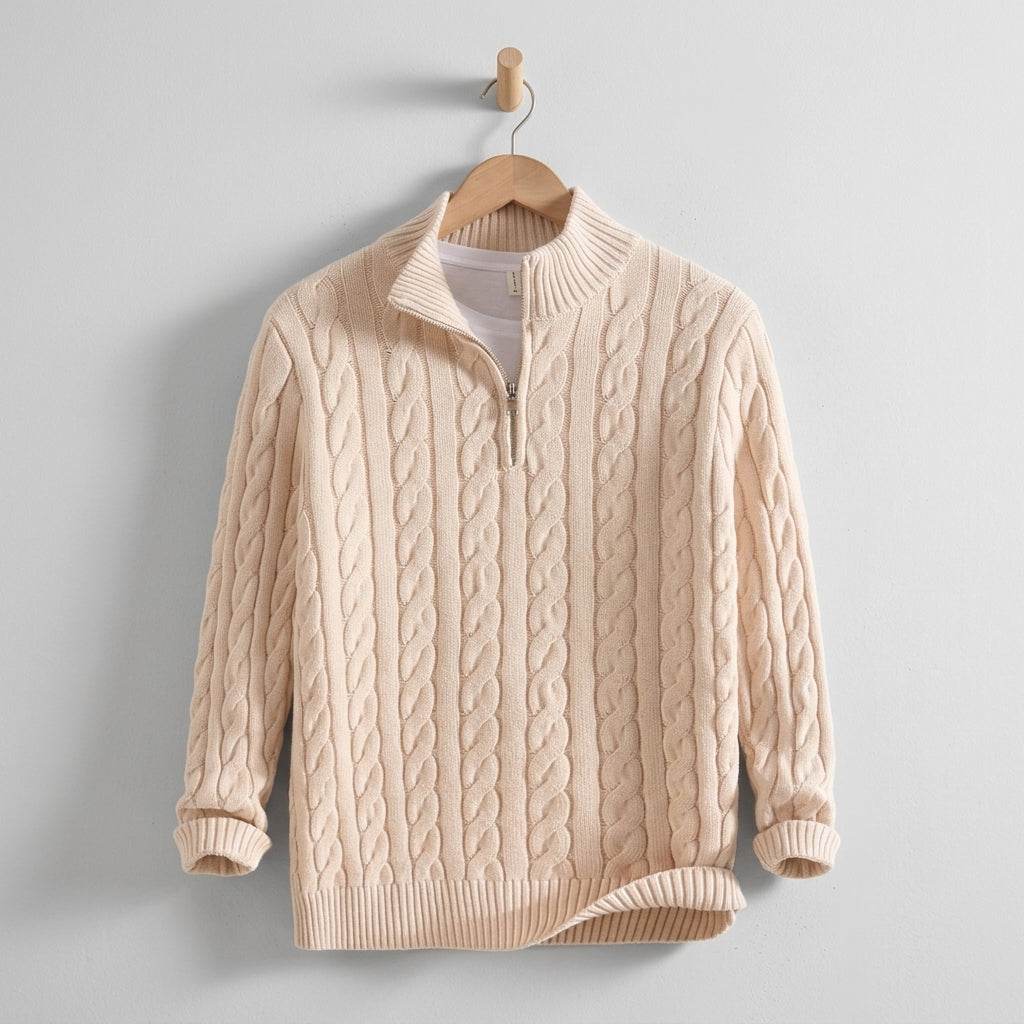 Benjamin | Lucca Cable Knit Half Zip Sweater