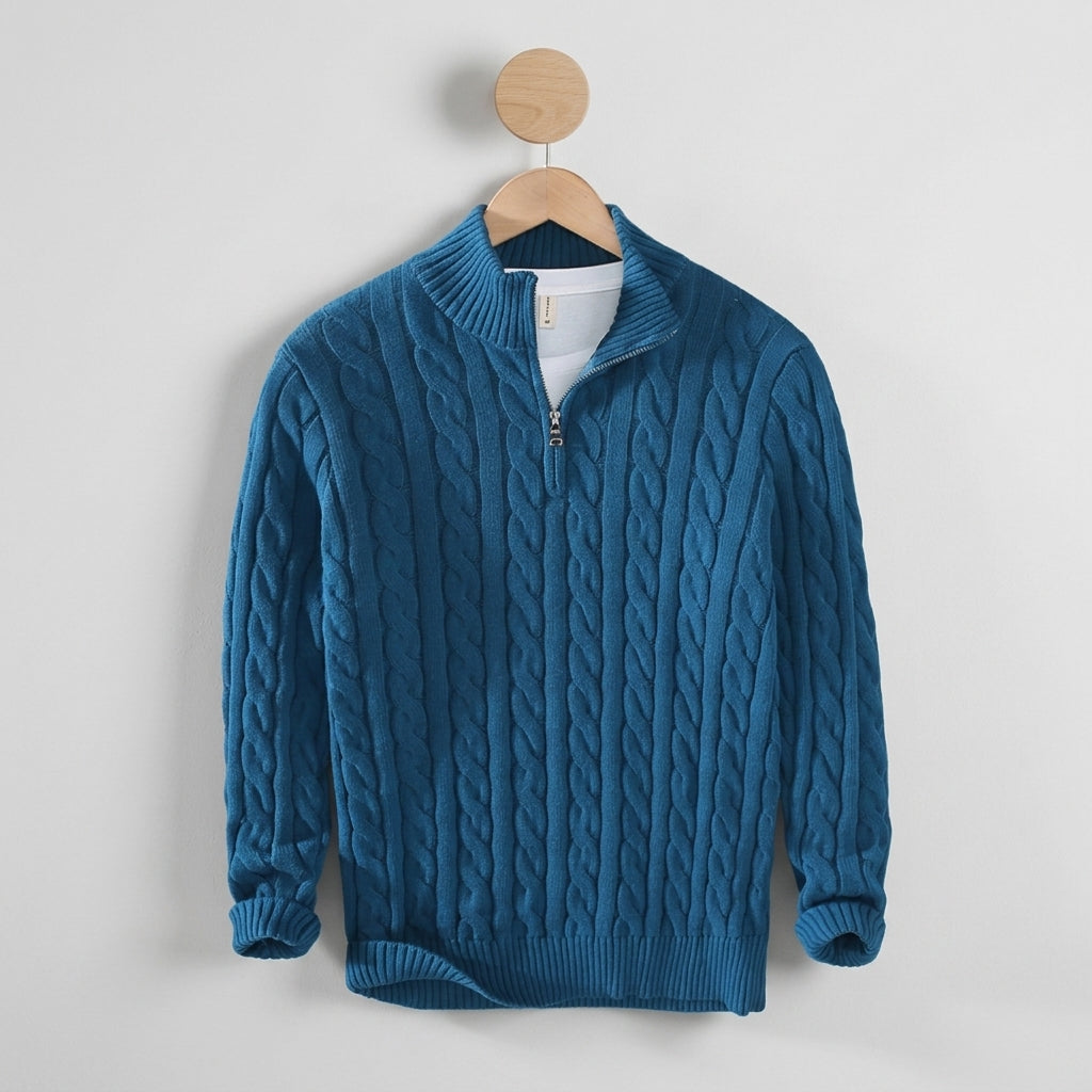 Benjamin | Lucca Cable Knit Half Zip Sweater