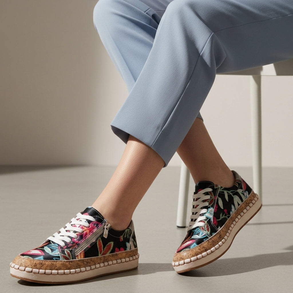 Camila | Monaco Cork Sole Lace Up Sneakers