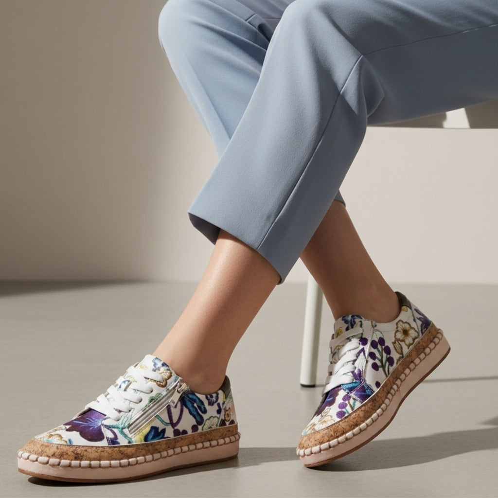 Camila | Monaco Cork Sole Lace Up Sneakers