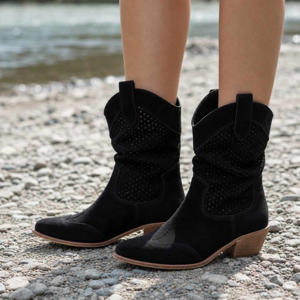 Caroline | Tinos Perforated Western Boots