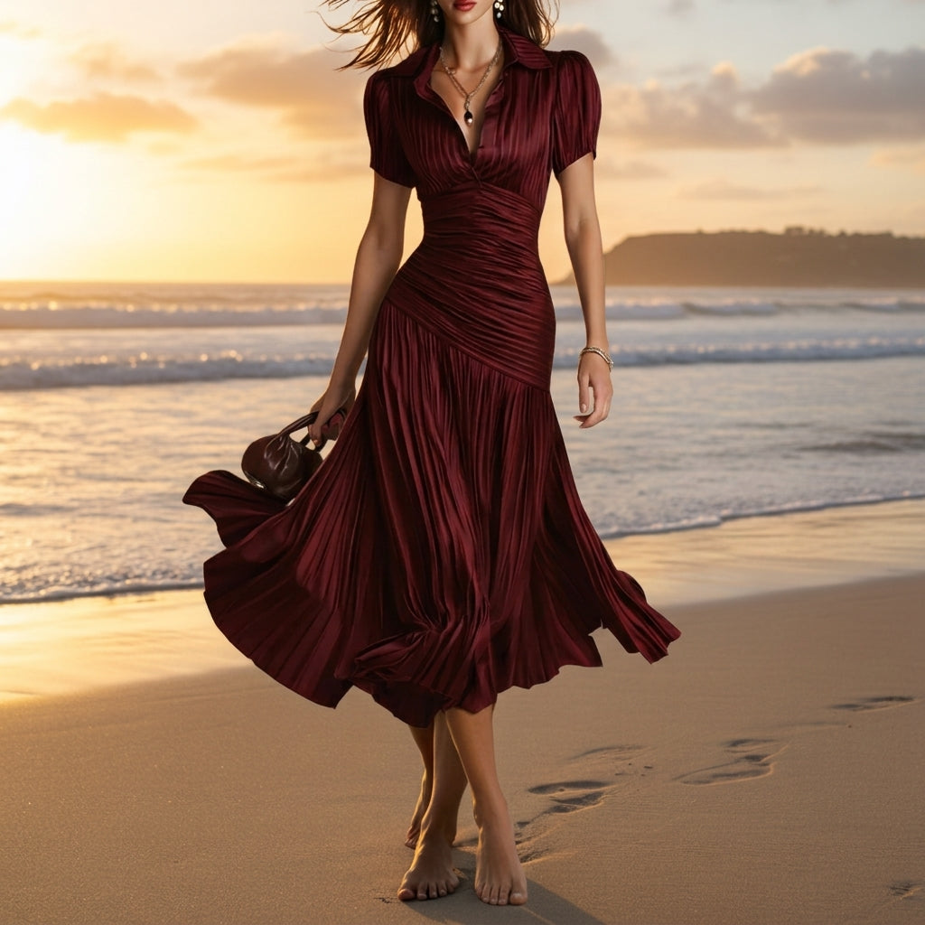 Caroline | Venice Elegant Pleated Dress