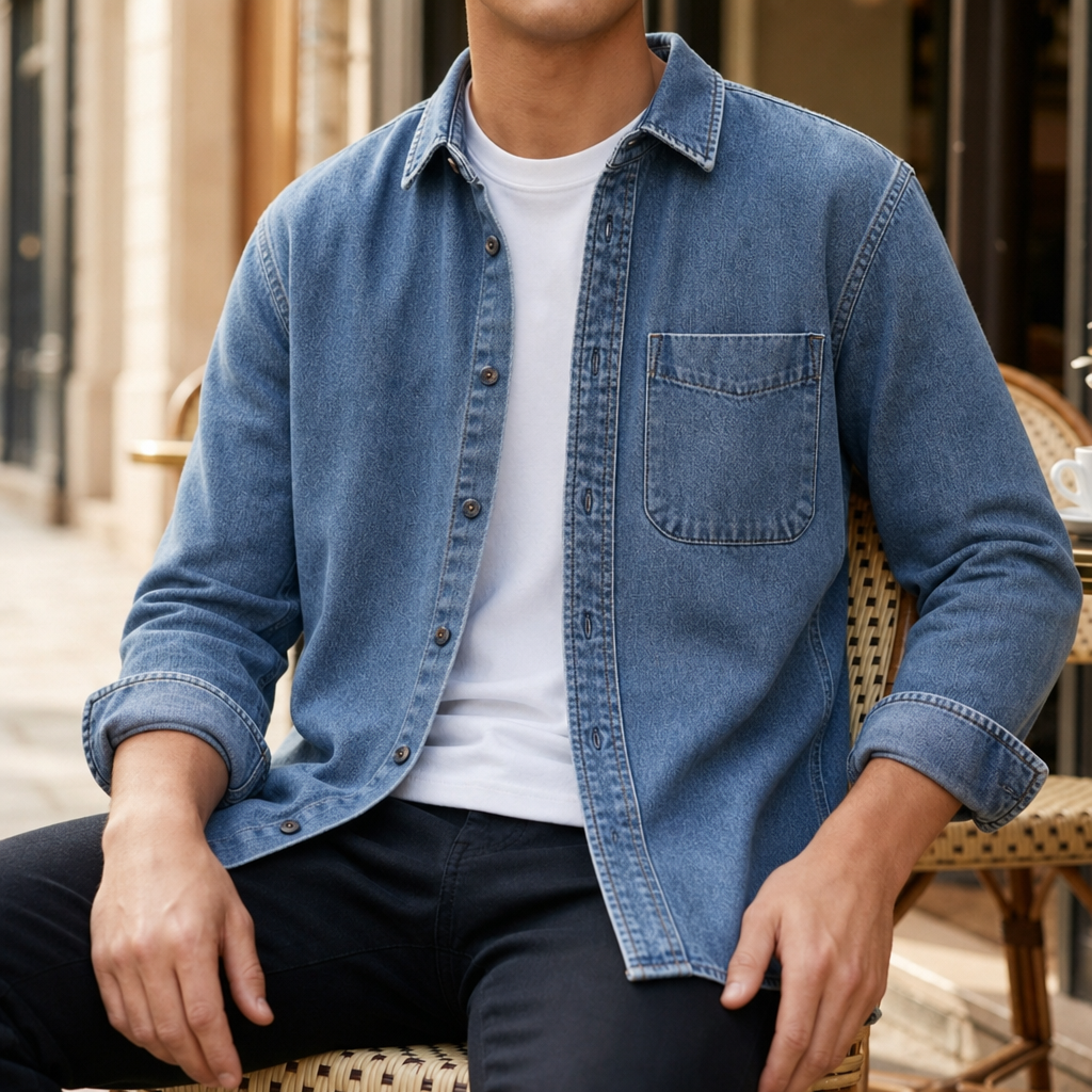 Charles | Folegandros Vintage Washed Denim Shirt