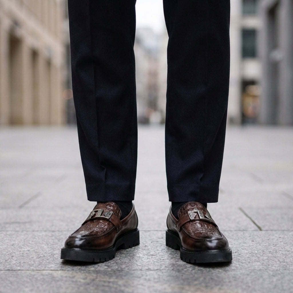 Daniel | Ajaccio Croc Texture Loafers