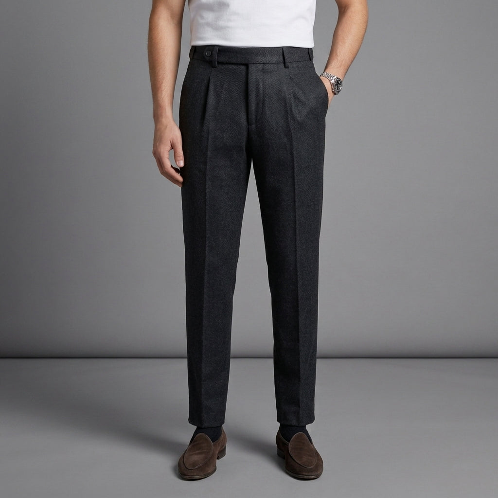 Daniel | Ferrara Wool Blend Herringbone Trousers