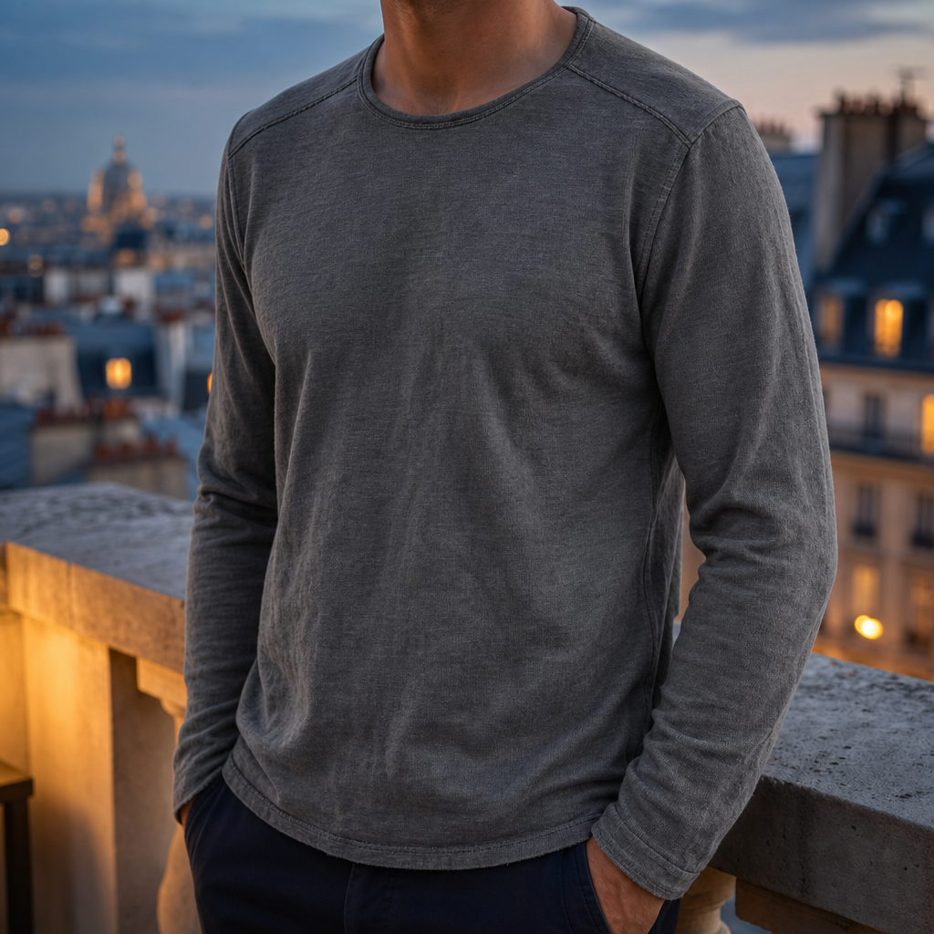 Dylan | Astypalaia Textured Cotton Long-Sleeve Tee