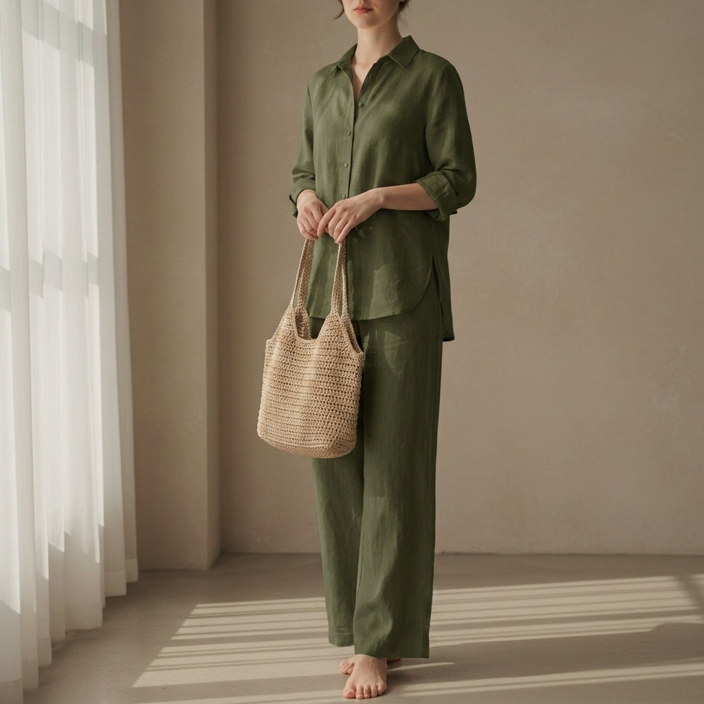Eleanor | Viana Linen Shirt Trouser Set