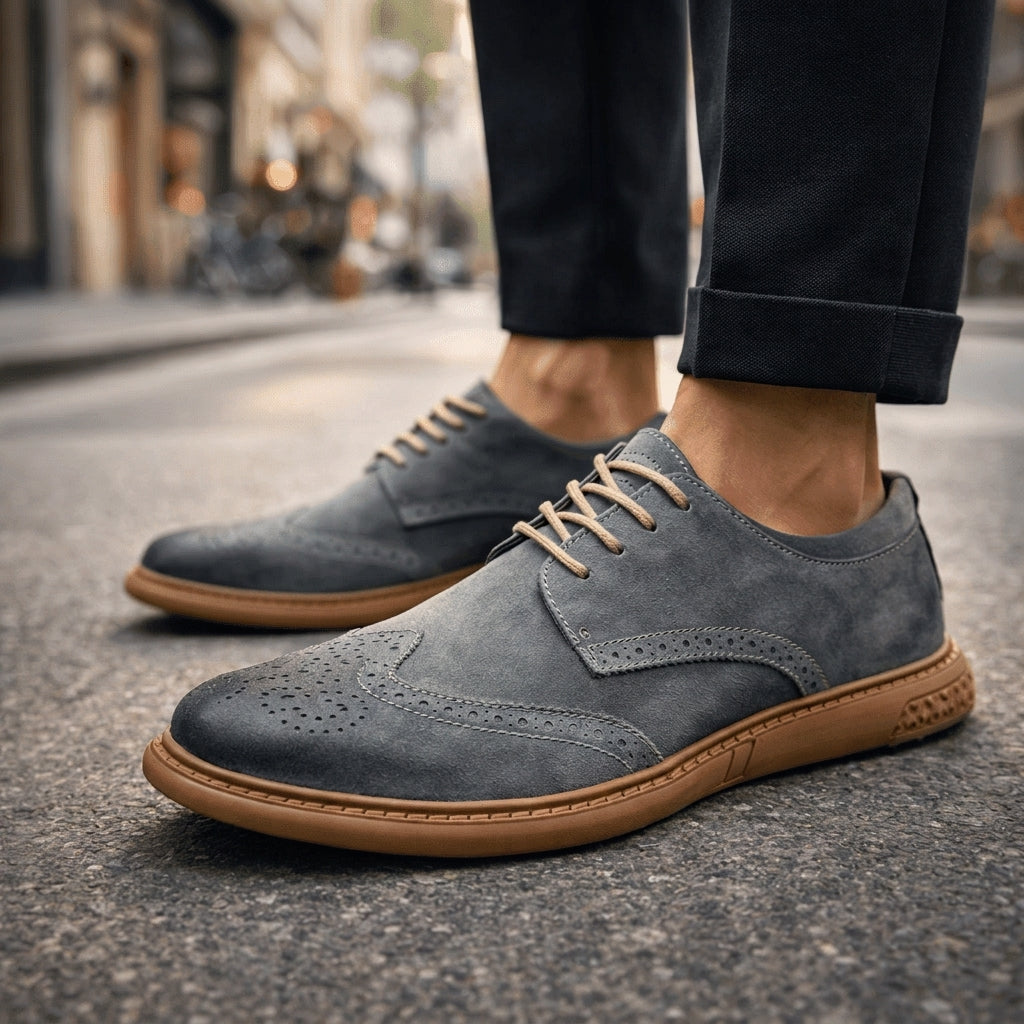 Elijah | Maratea Faux Suede Brogue Shoes