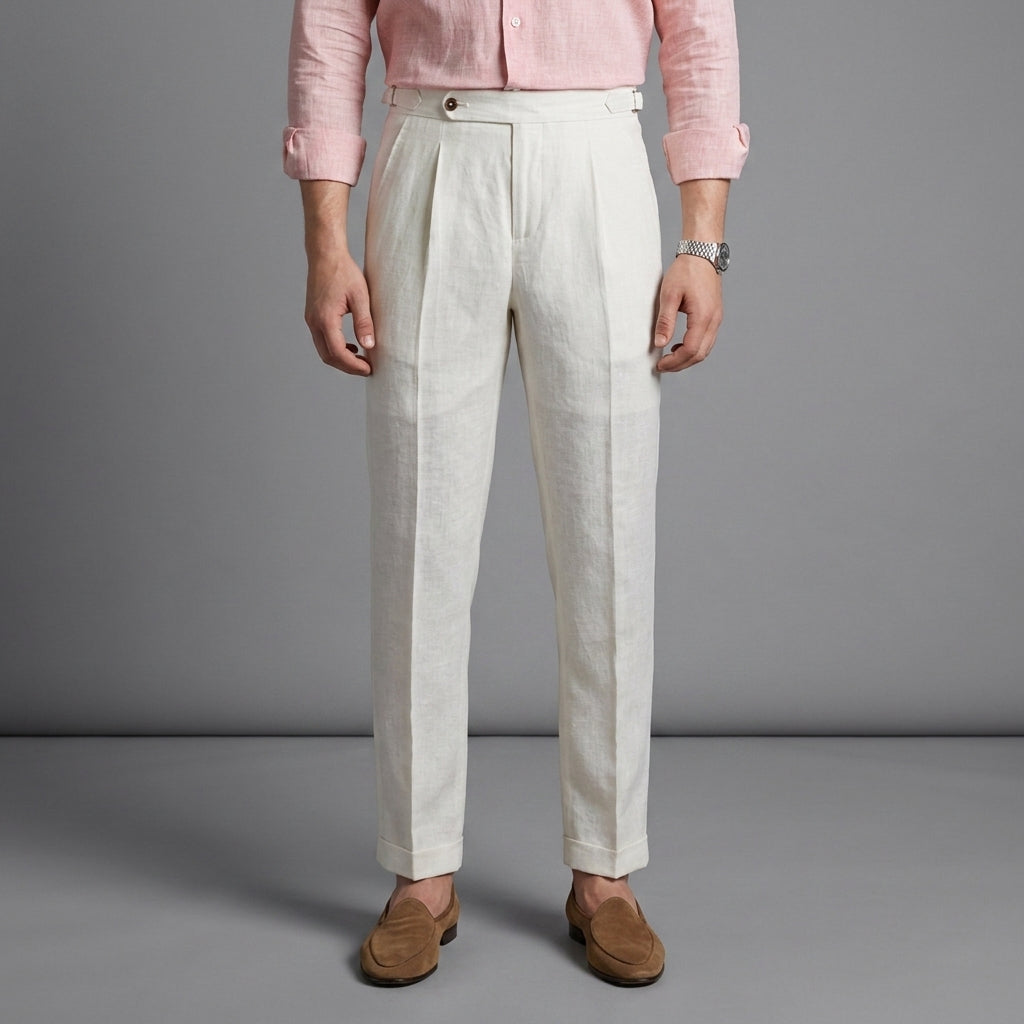 Elijah | Trapani Linen Pleated Trousers