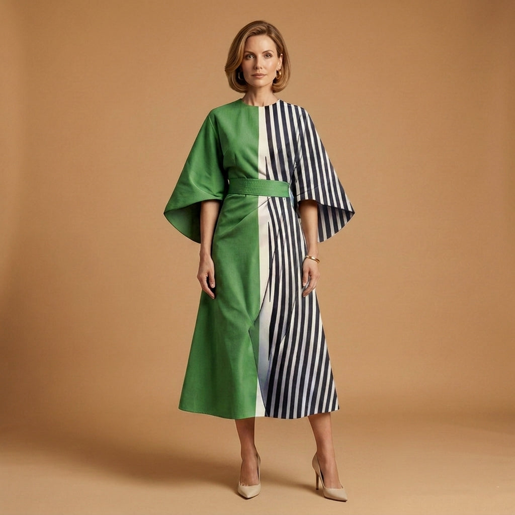 Elizabeth | Lourmarin Round Neck Midi Dress