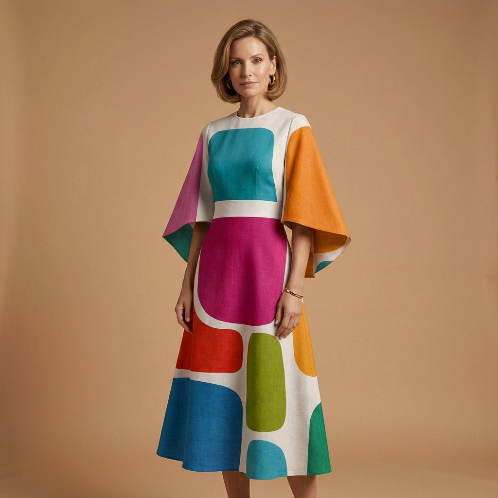 Elizabeth | Lourmarin Round Neck Midi Dress