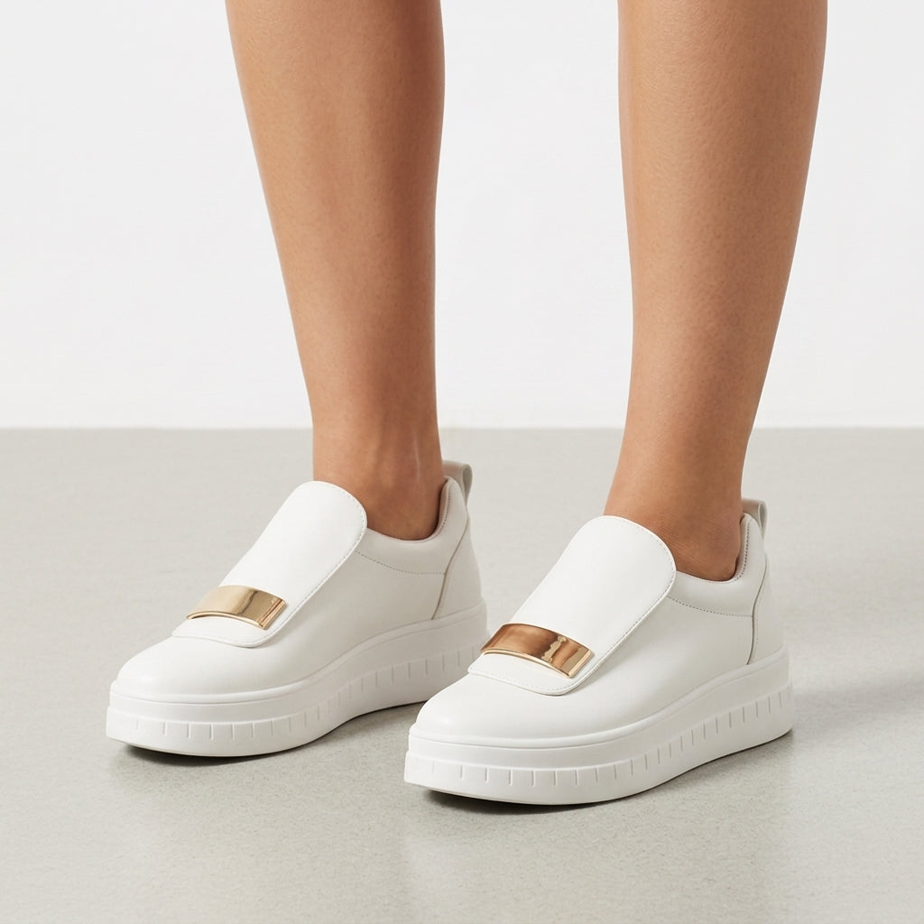 Elizabeth | Vence Gold Accent Platform Loafers