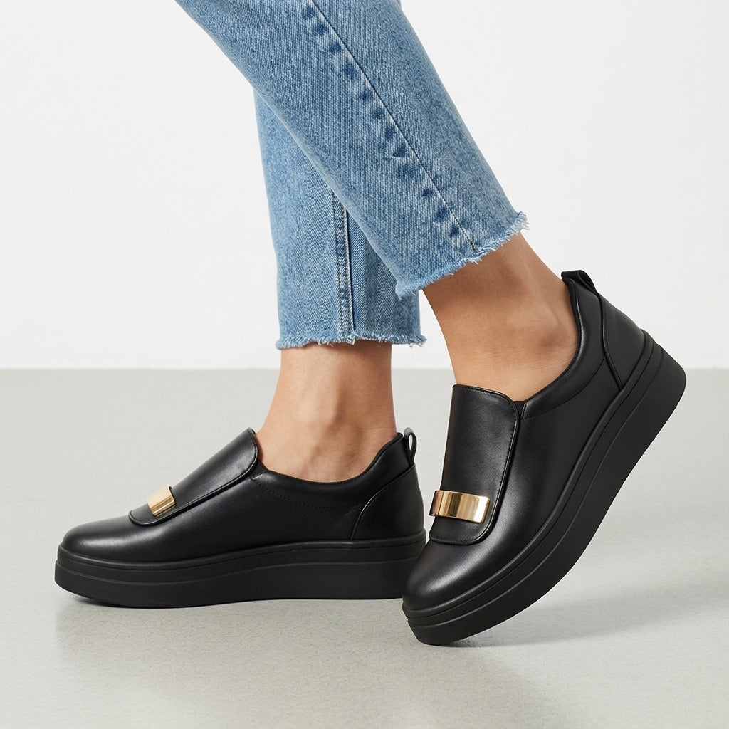Elizabeth | Vence Gold Accent Platform Loafers