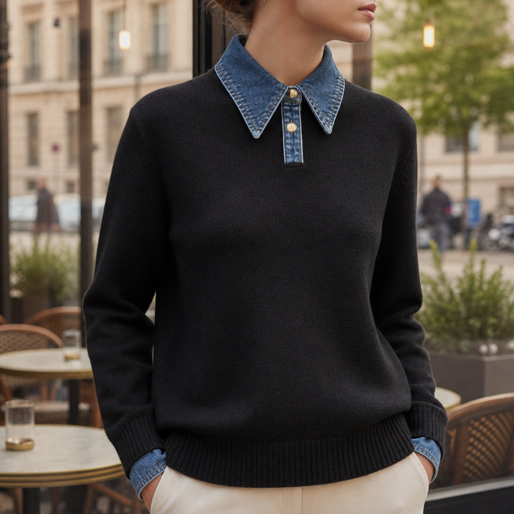 Ella | Montpellier Denim Collar Knit Sweater