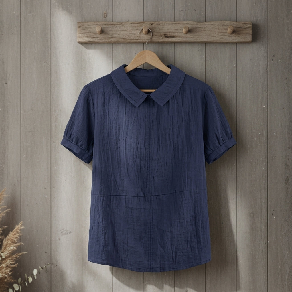 Emilia | Tavienne Linen Blend Lapel Pullover Shirt