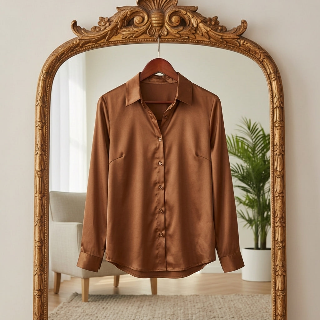 Emilia | Valen Satin Long Sleeve Blouse
