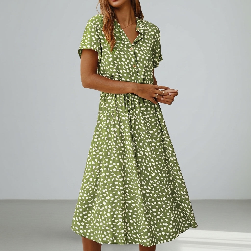 Emily | Lagos Spotted Print Midi Dress
