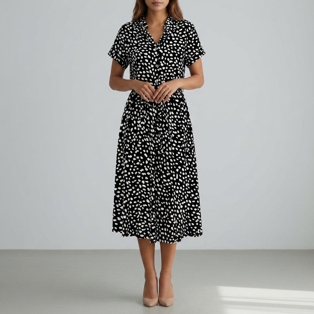 Emily | Lagos Spotted Print Midi Dress