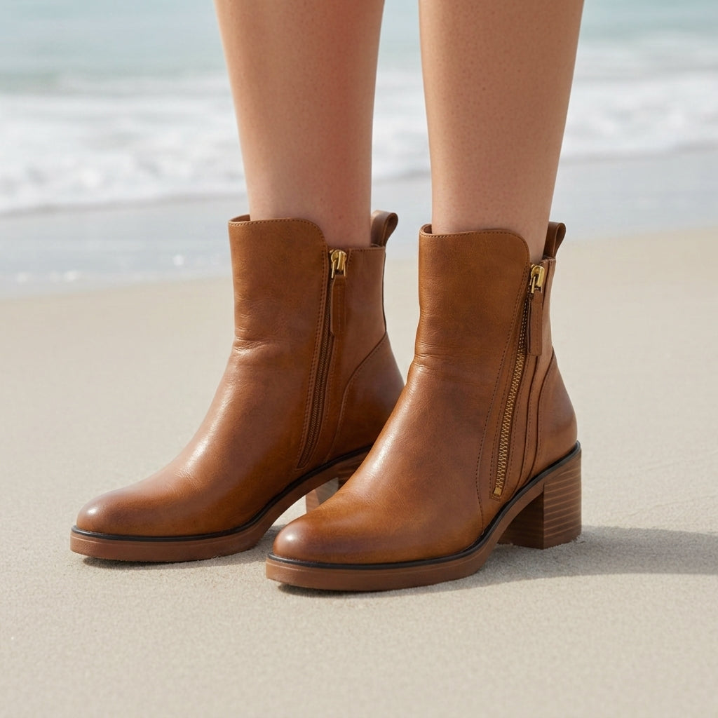 Emily | Madina Leather Side-Zip Ankle Boots