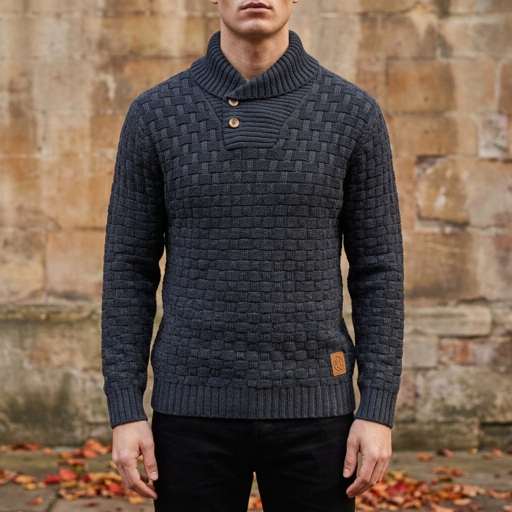 Ethan | Harwick Shawl-Collar Basket-Weave Knit