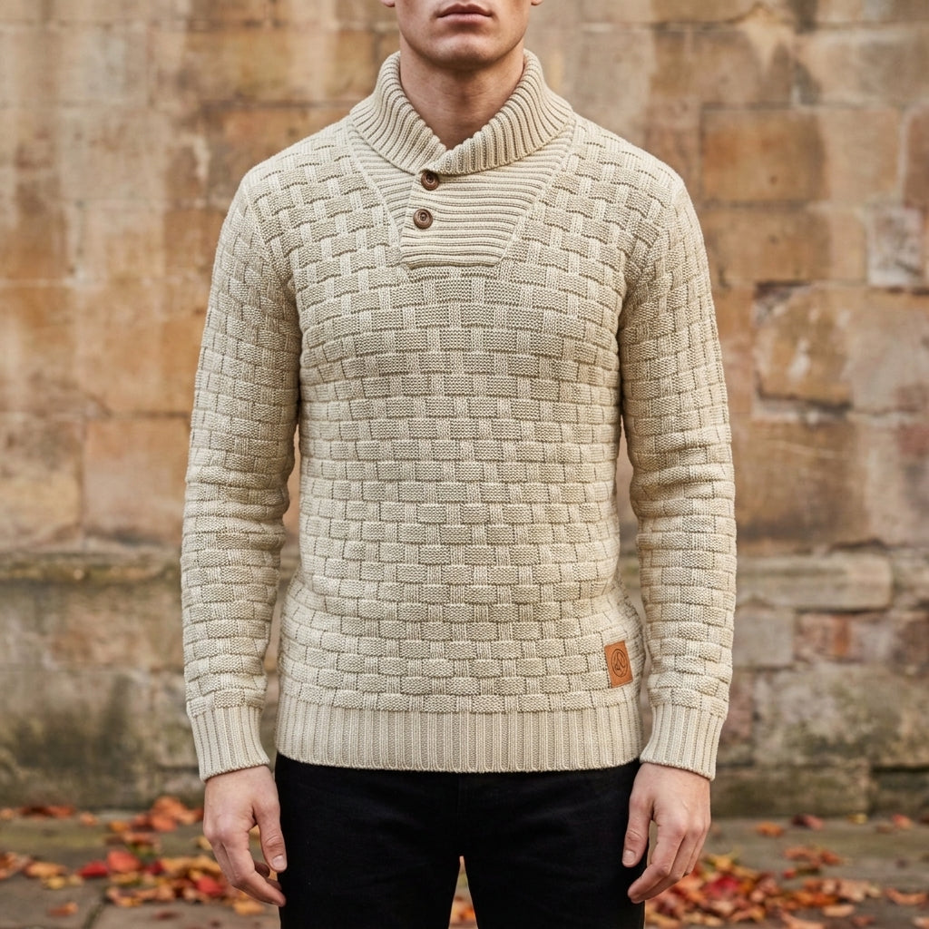 Ethan | Harwick Shawl-Collar Basket-Weave Knit