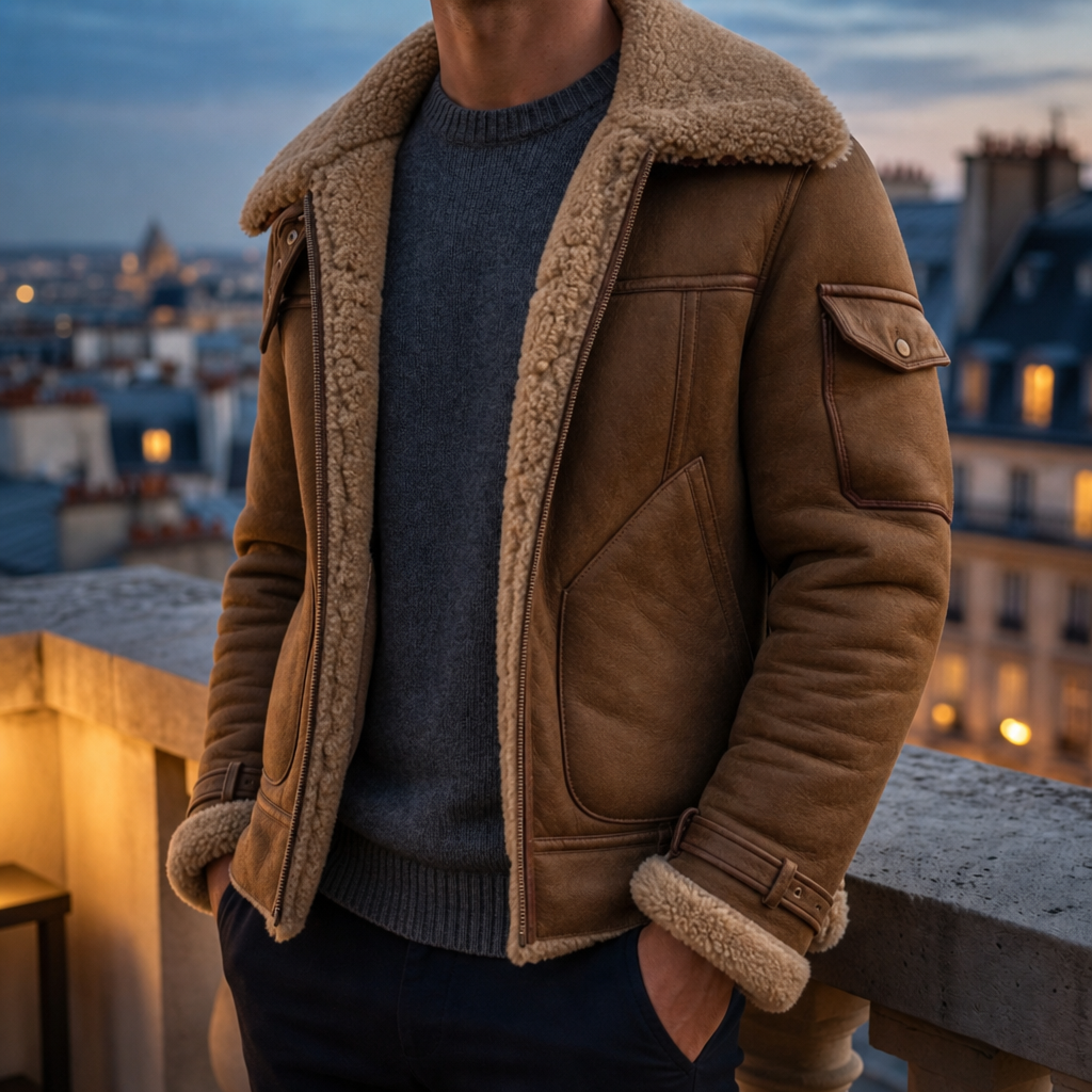 Ethan | Poros Shearling Aviator Jacket