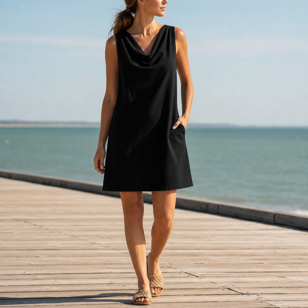 Evelyn | Kyrenia Cowl Neck Pocket Mini Dress