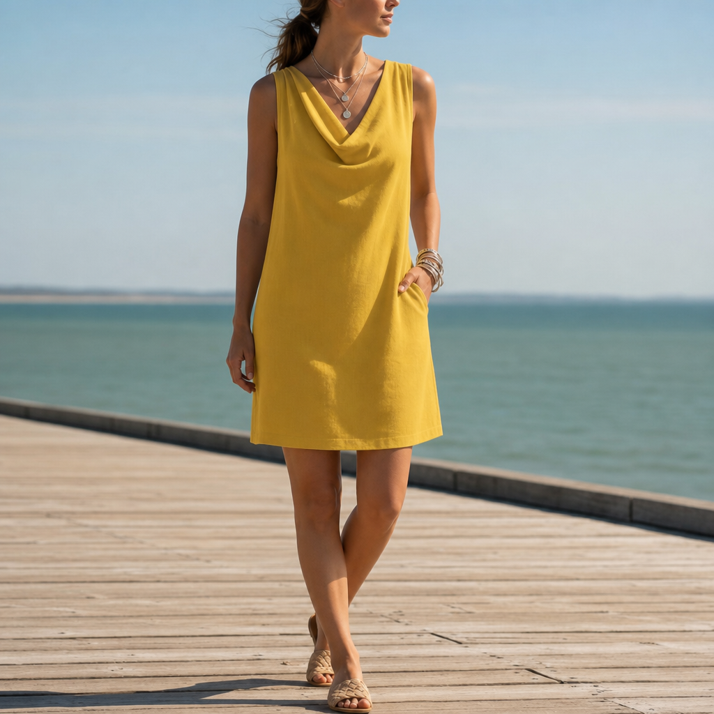 Evelyn | Kyrenia Cowl Neck Pocket Mini Dress