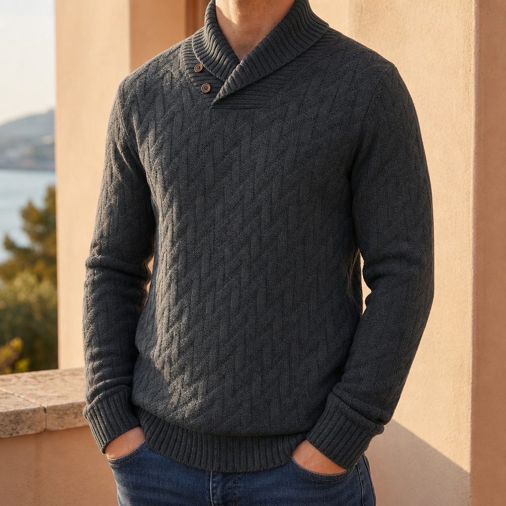 Ezra | Guimaraes Shawl Collar Knit Sweater