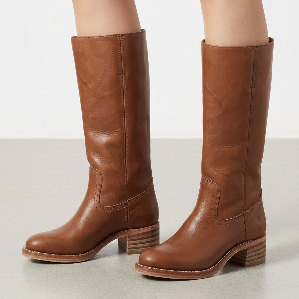 Gianna | Saddler Stacked-Heel Knee-High Boot