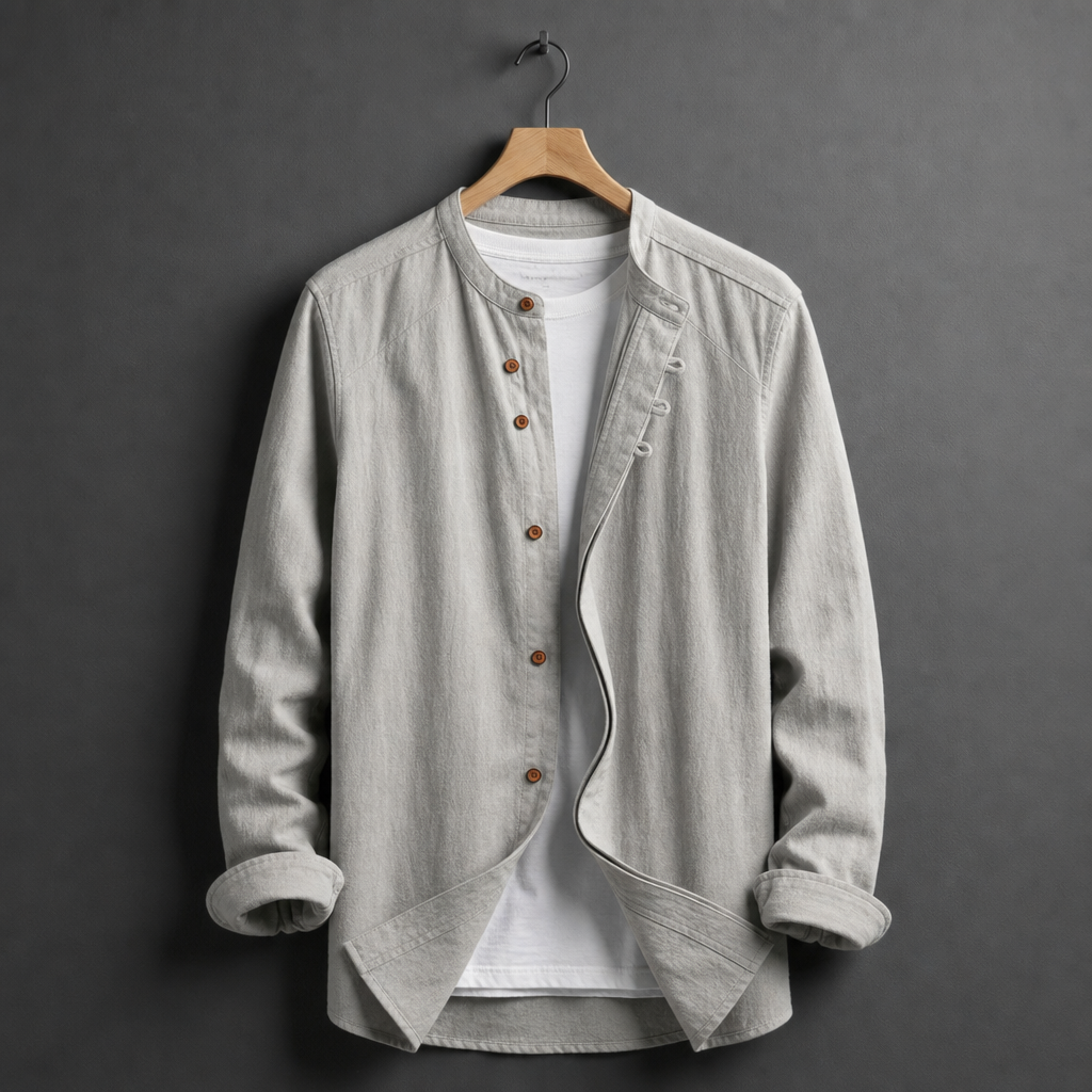 Grayson | Lacoste Mandarin Collar Linen Shirt
