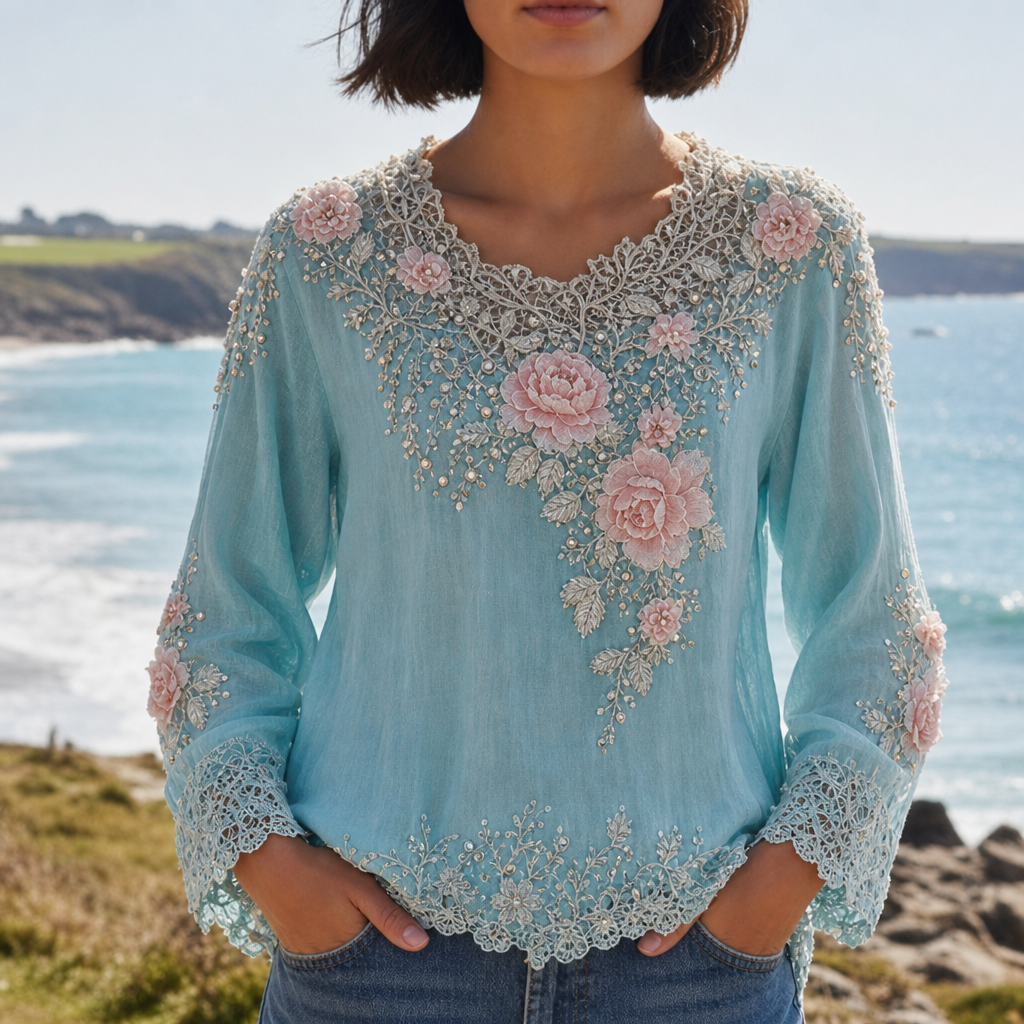 Hadley | Almeria Floral Embroidered Lace Blouse