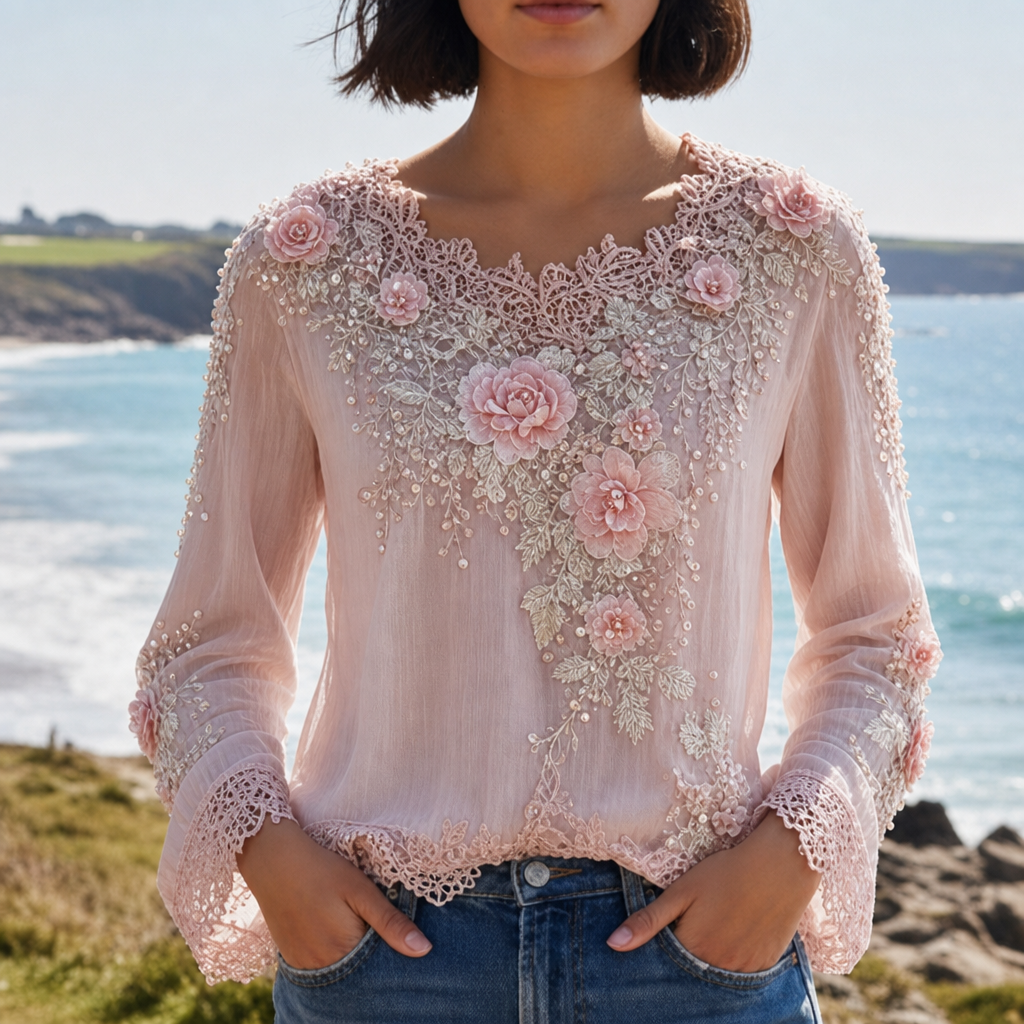 Hadley | Almeria Floral Embroidered Lace Blouse