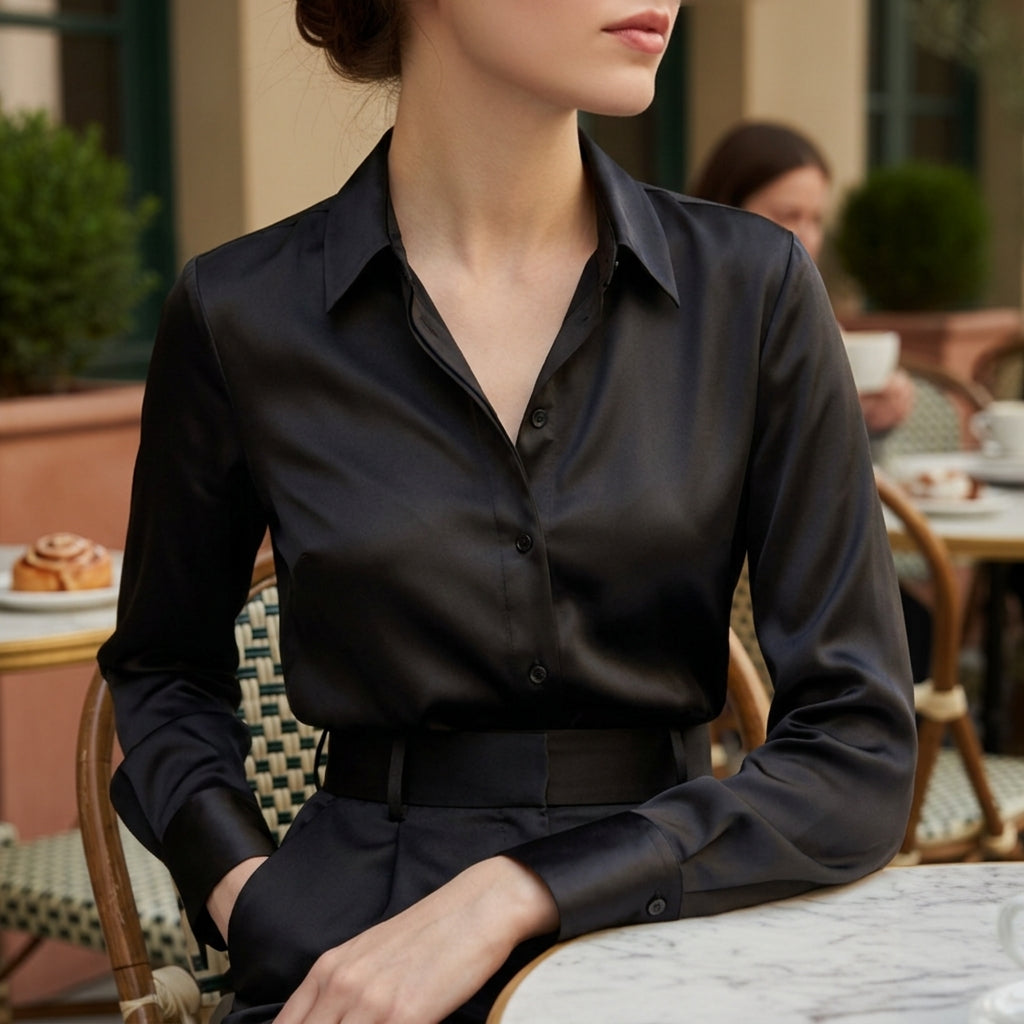 Hannah | Mougins Satin Long Sleeve Blouse