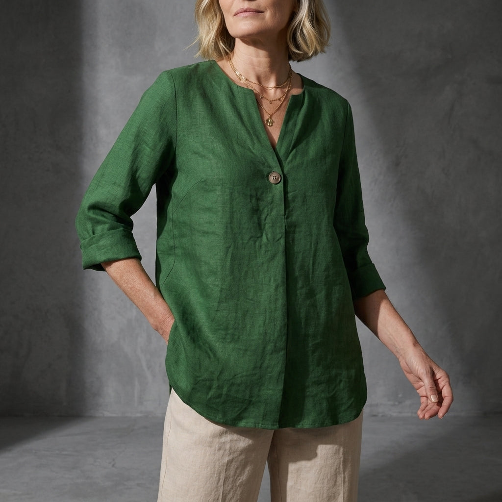 Hazel | Antequera Linen Button Blouse