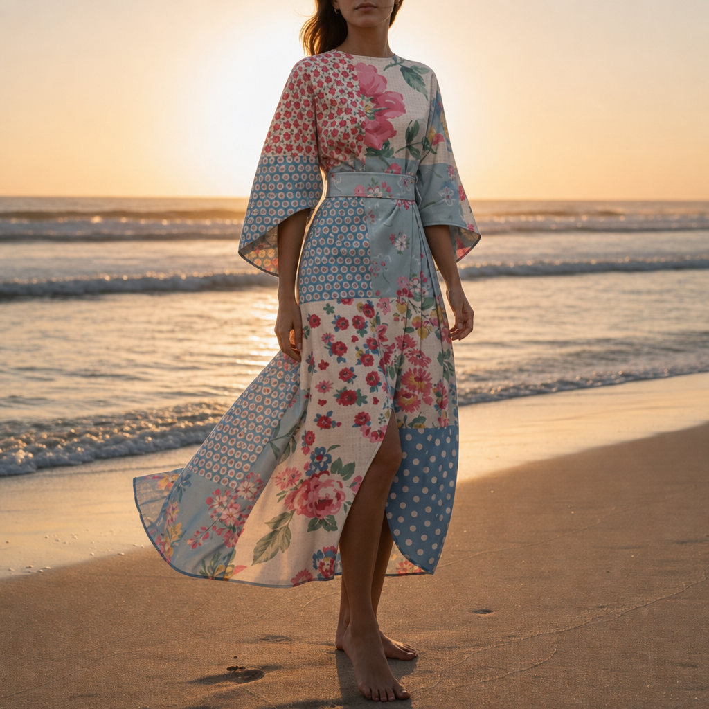 Hazel | Elounda Floral Kimono Sleeve Dress
